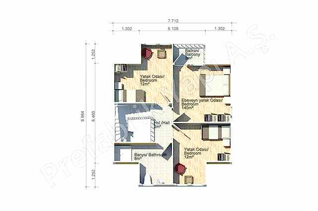 Prefabrik Ev 1. Kat Plan