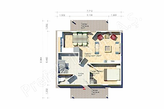 Prefabrik Ev Zemin Kat Plan